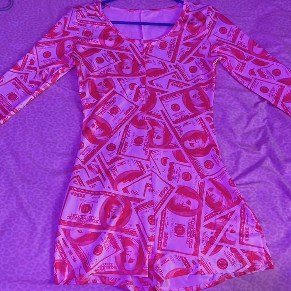 Pink money piece silk romper